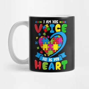 I Am His Voice He Is My Heart Autism Awareness Mug